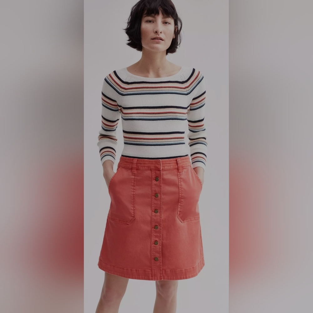 Anthropologie Pilcro Women's Chino Skirt in Salmon Sz 2 Button Down Front